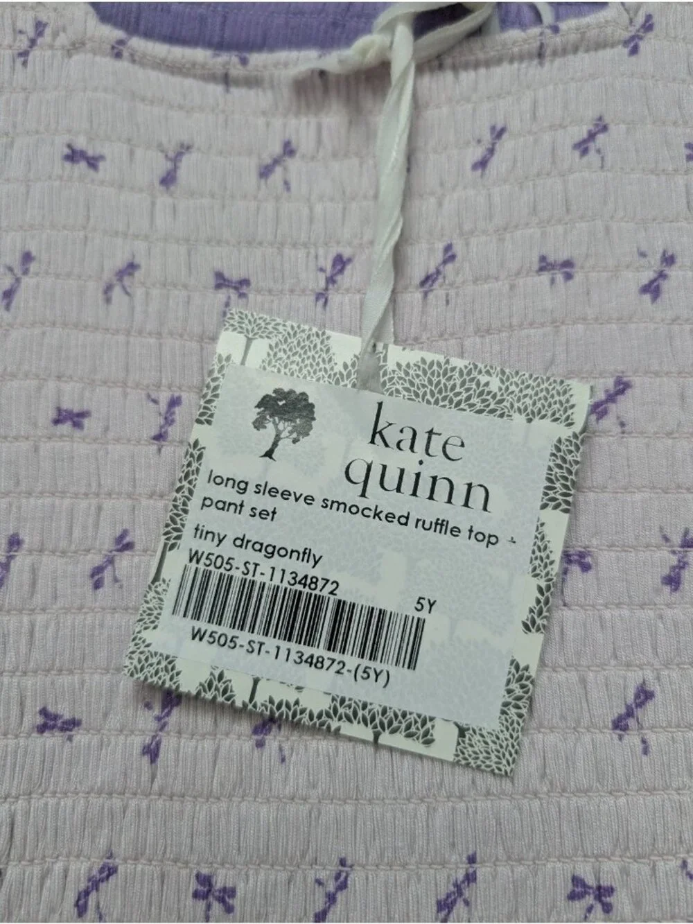 Kate Quinn Modal Rib Lavender Tony Dragonfly Smocked Set 5Y Purple